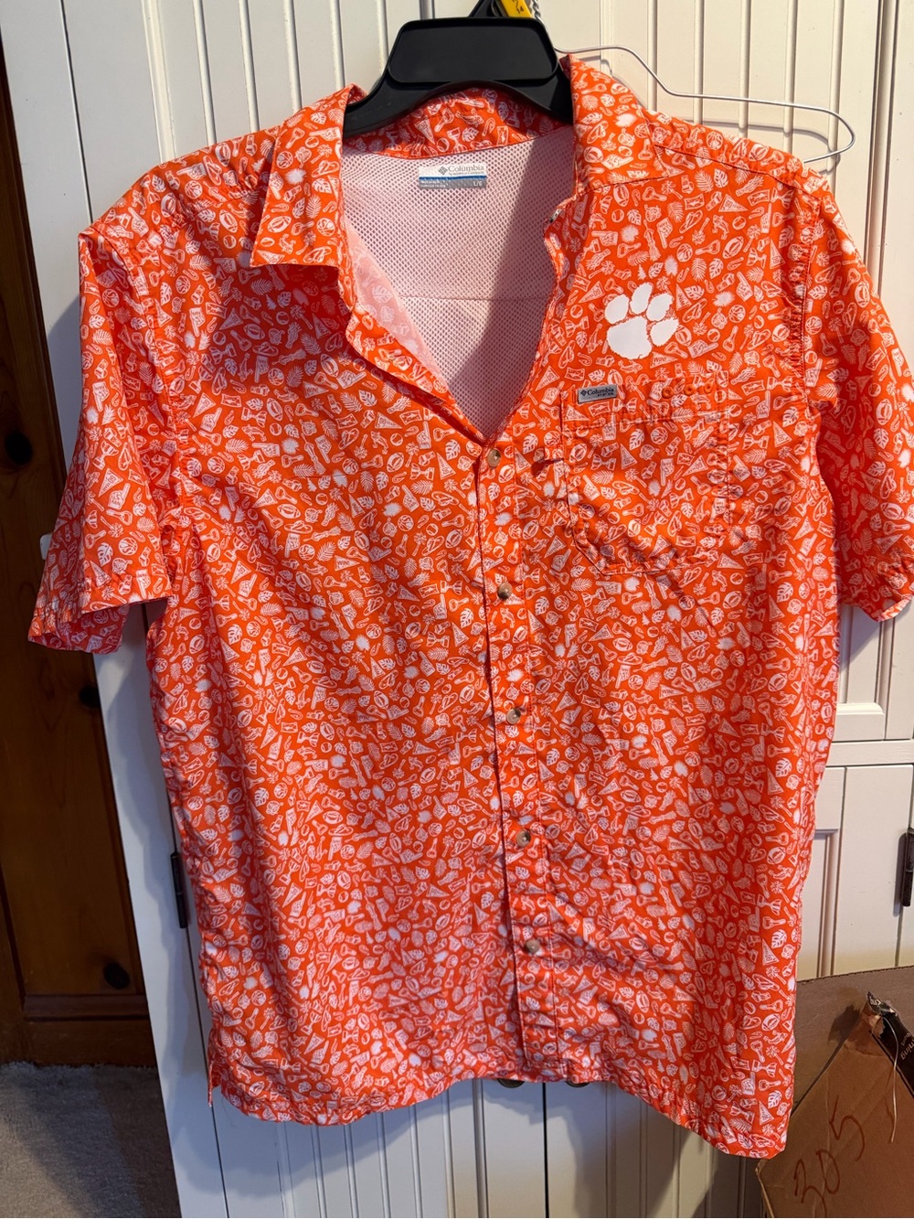 Columbia Orange White Short-Sleeve Button-Up Shirt